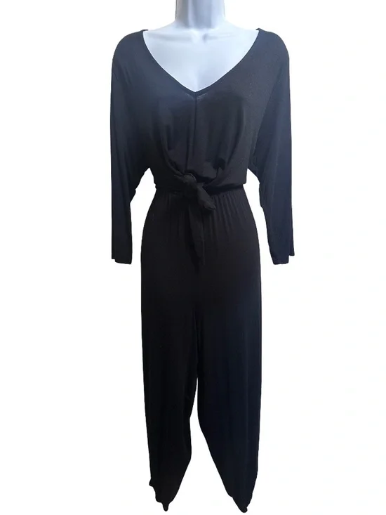 Jolie Black V-Neck Tie-Front Jumpsuit - Picture 3 of 9